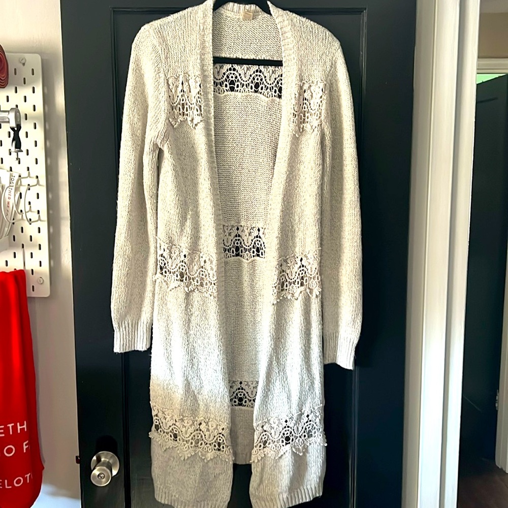 Gimmicks long length cardigan with lace details